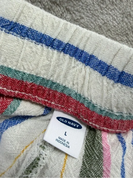Old Navy Multicolor Vertical Stripe Lounge Pants — Cream Base - Picture 6 of 7